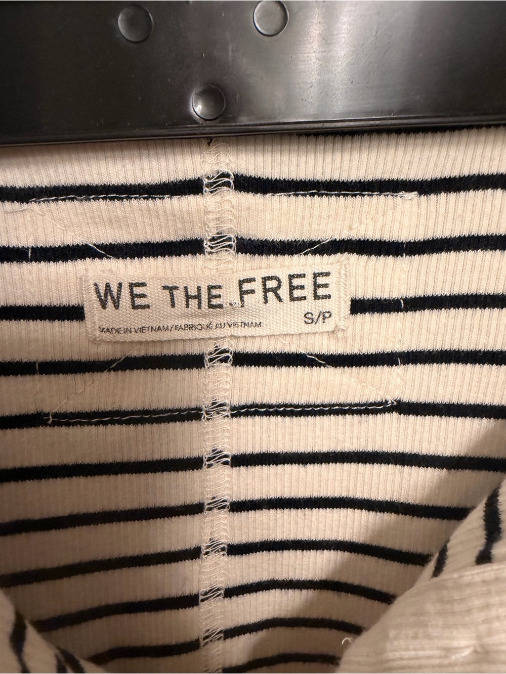 Free People soft black striped Henley, size Small - Picture 5 of 9